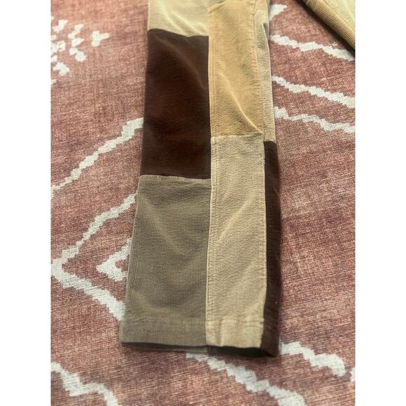 PACSUN Womens Brown Corduroy Patchwork Elastic Waist Straightleg Jeans  Small - Picture 7 of 9